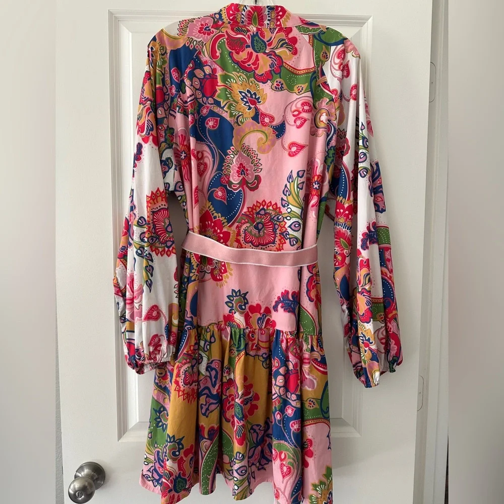 Floral Long Sleeve Dress - Pink and Multicolor - Picture 12 of 12
